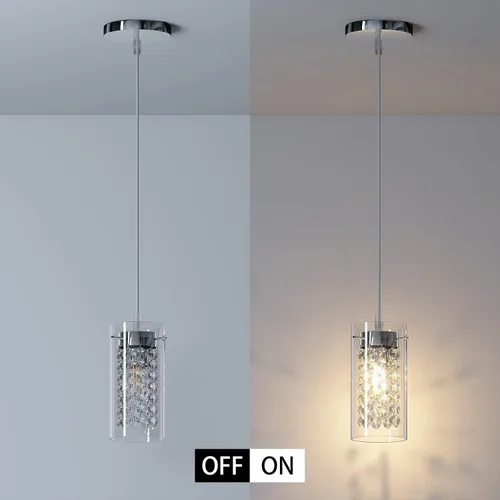 Vista 2 de baunoisk Mini lámparas colgantes de cristal, lámpara colgante pequeña, moderna de cristal, isla de cocina, paquete de 3 luces colgantes para cocina