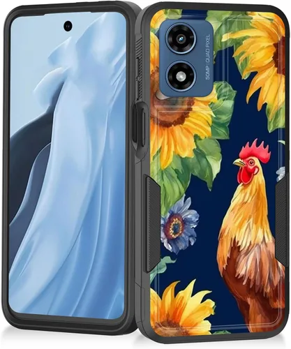 Vista 18 de Funda para Moto G Play 4G 2024, resistente de doble capa híbrida de policarbonato duro, goma suave, a prueba de golpes, funda protectora resistente