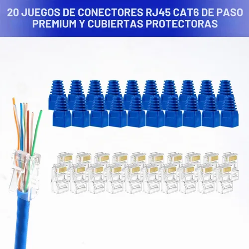 Vista 5 de Kit de herramientas de crimpado RJ45, crimpadora Ethernet de paso, kit de herramientas de crimpado Ethernet profesional, herramienta de crimpado