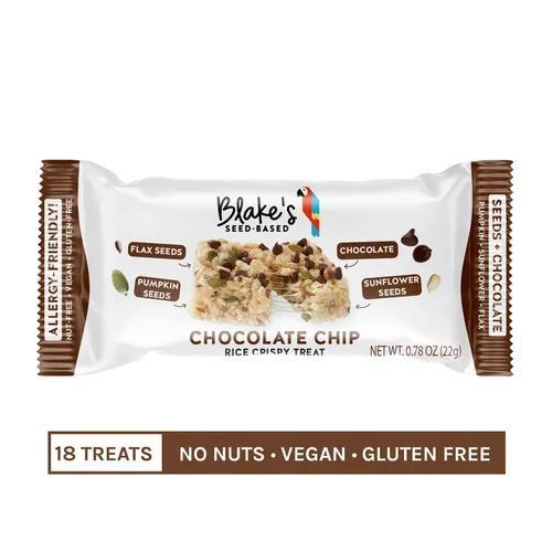 Vista 4 de Blake’s Seed Based, Chocolate Chip - Golosinas de arroz crujiente con chispas de chocolate, sin nueces, gluten, lácteos, ni soya; snack saludable