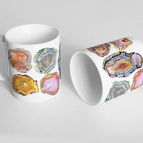 Vista 5 de Agate Geode Slice - Taza de café de cerámica para acuarela, 11 o 15 onzas