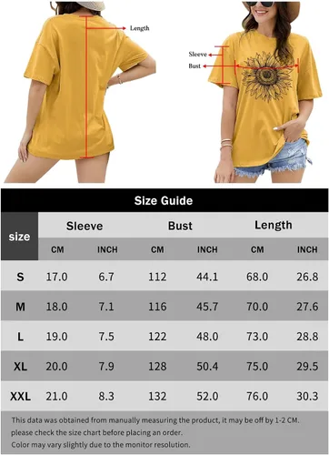 Vista 6 de Womens Casual Letter Graphic Print Short Sleeve Tunic Tops Round Neck Loose Tee Oversized Drop Shoulder Longline T Shirts