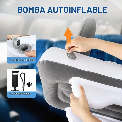 Vista 3 de Cama inflable de avión para niños pequeños con bolsa de transporte
