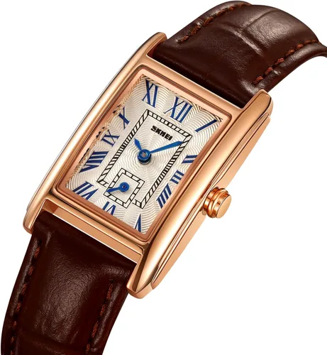 Vista 2 de FANMIS Reloj de pulsera rectangular vintage para mujer, reloj de cuarzo analógico para mujer, ultrafino, reloj de pulsera para mujer, reloj