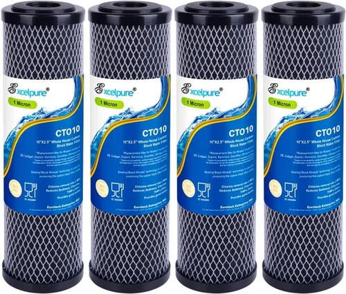 Vista 11 de EXCELPURE Cartucho de repuesto de filtro de agua de carbono CTO de 1 micra, 25,4 x 6,3 cm, para sistema de filtro de agua de encimera para el hogar