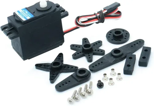 Vista 4 de JX Servo PDI-4503HB - Engranaje de plástico servo de 120°, 330Hz, estándar digital, gran par para helicóptero, robot de coche (1 unidad, negro)