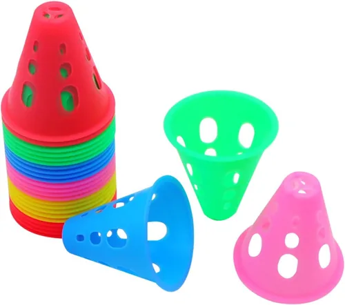 Vista 3 de FZBNSRKO 20 piezas de colores mixtos Mini Conos de entrenamiento deportivo para niños adultos de plástico a prueba de viento para tráfico de tráfico