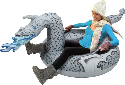 Vista 9 de GoFloats Winter Snow Tubes - Choose from Unicorn, Disney's Frozen, Ice Dragon, Polar Bear, Penguin, Flamingo - Inflatable Sled for Kids and Adults