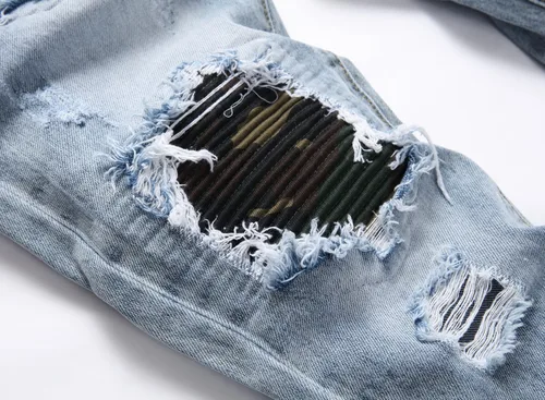 Vista 5 de OIIIO Pantalón vaquero de pierna recta rasgados para hombre