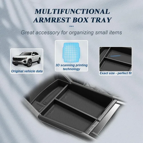 Vista 2 de BIBIBO Organizador de consola central VW Atlas 2024 para bandeja de consola Volkswagen Atlas 2024 + 2024 Atlas 2024, organizador de palets