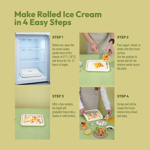 Vista 6 de Máquina de helados enrollados, rodillo de bandeja de congelación instantánea para rollo de helado casero de yogur congelado y sorbete de gelato