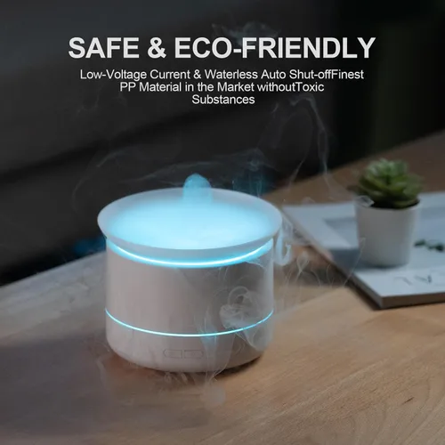 Vista 3 de Difusor de aceite esencial de 6.8 fl oz, difusor de niebla silenciosa de aromaterapia para aceites esenciales, humidificador de aire de niebla fría