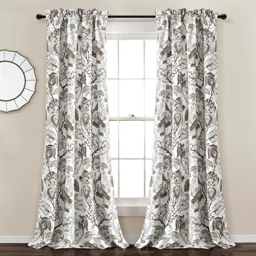 Vista 13 de Lush Decor, Blue Cynthia - Juego de cortinas de oscurecimiento jacobeas para sala, comedor, dormitorio, 108 pulgadas de largo, par de paneles Azul