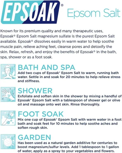 Vista 7 de Sales de Epsom para baño, spa, ducha y pies de Epsoak, Blanco