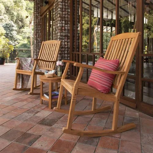 Vista 3 de Cambridge Casual Arie - Mecedora de madera de teca, duradera para exteriores, para patio, terraza y porche, mecedora de madera elegante y cómoda