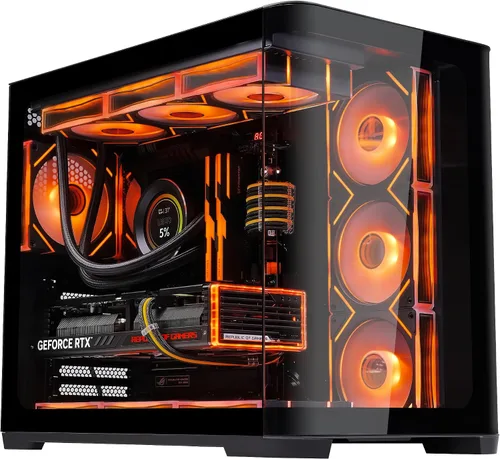 Vista 23 de SAMA V40 Mid Tower ATX Chasis – 6 × 120mm Ventiladores ARGB PWM Pre-Instalados, Paneles de Vidrio Templado Dual, Flujo de Aire Vertical, Diseño