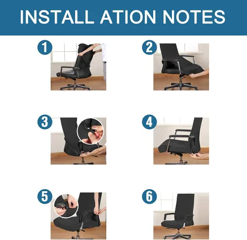 Vista 5 de Shukii Funda elástica para silla de oficina, funda elástica para silla de respaldo alto para computadora con 2 fundas para brazos, funda universal