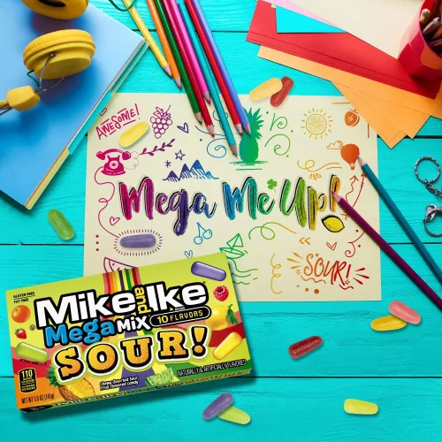 Vista 4 de Mike and Ike Candy, Mega Mix Sour, caja de teatro de 5 onzas, paquete de 12