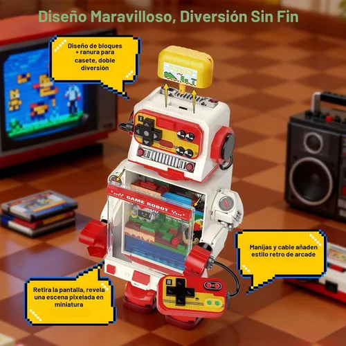 Vista 5 de Fantastic Idea Game Robot Juego de bloques de construcción, juguetes de construcción de consola de juegos retro, colección y exhibición