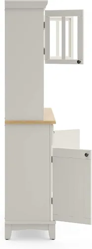Vista 15 de Homestyles Buffet de Buffets Servidor Blanco Roto con Hutch y Tapa de Madera Natural