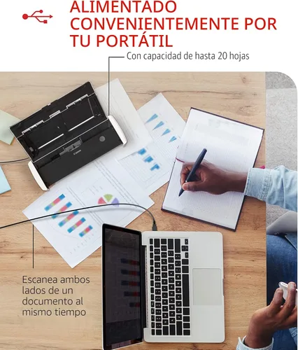 Vista 4 de Canon imageFORMULA R10 - Escáner de Documentos Portátil, Alimentado por USB, Escaneo Dúplex, Alimentador de Documentos, Fácil Configuración