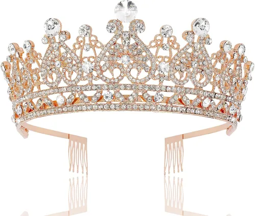 Vista 11 de TOBATOBA - Tiaras y coronas para mujer; tiara nupcial de cristal para novia; corona de reina princesa real; tocados de quinceañera para 15 años