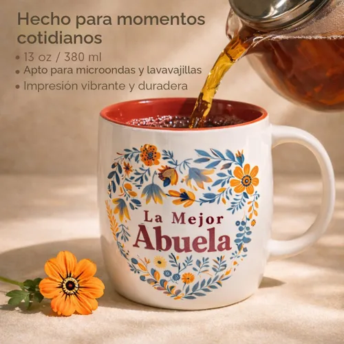 Vista 3 de Triple Gifffted Taza de café La Mejor Abuela en español, regalos para la mejor abuela latina del mundo, regalo del día de las Madres, Día