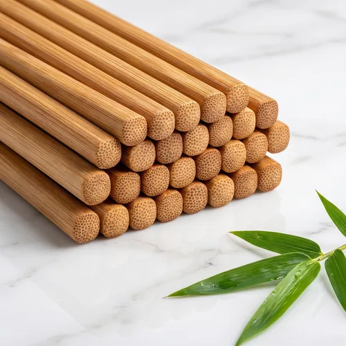 Vista 3 de Jucoan 100 pares de palillos de bambú reutilizables, 9.5 pulgadas naturales sin pintar, antideslizantes, palillos de madera ligeros a granel