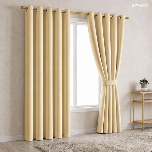 Vista 2 de KEMCO Cortinas opacas para oscurecer la habitación, con aislamiento térmico y ojales, para sala de estar, bunglow