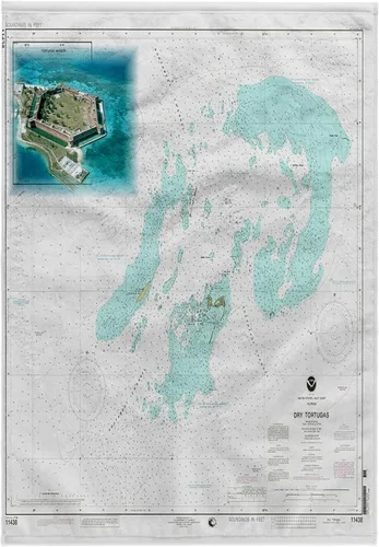 Vista 7 de 3dRose Dry Tortuga Nautical Chart 11x12 Wash Cloth for Face and Body