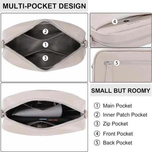 Vista 4 de Bolsos cruzados de cuero para mujer, bolso cruzado para cámara, bolso de correa gruesa, bolso de hombro pequeño de moda con correa de guitarra