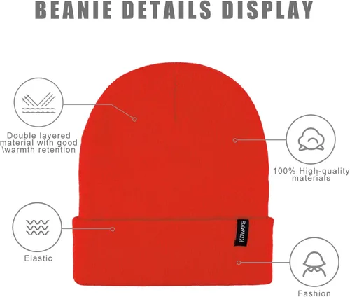 Vista 35 de Gorros de lana para mujeres y hombres, unisex, de punto suave, con puños, diseño de calavera, elástico, color sólido, sombreros de invierno