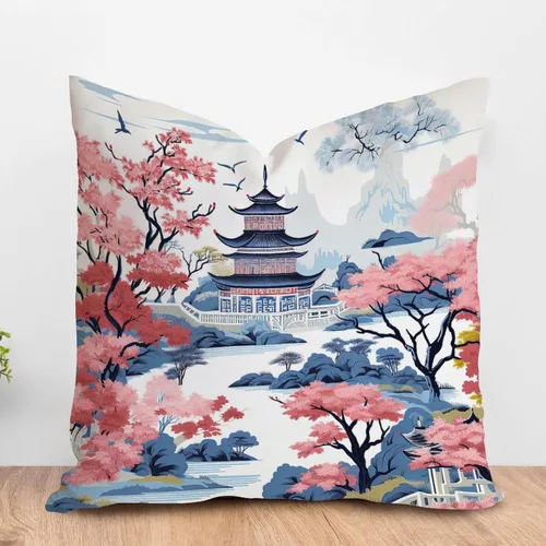 Vista 34 de ArogGeld Funda de almohada blanca con flores chinoiserie, funda de almohada para sofá, diseño floral verde y blanco, funda de almohada de lino A-12