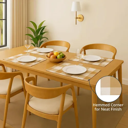 Vista 4 de LANE LINEN Juego de 4 manteles individuales decorativos de algodón de 13 x 19 pulgadas, color beige
