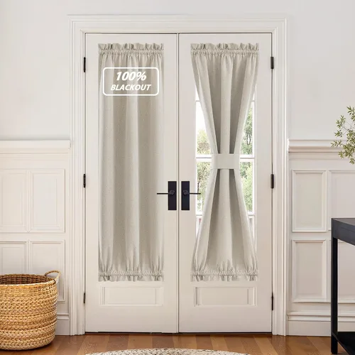 Vista 67 de NICETOWN Cortinas de Lino para Puerta Lateral - Cortinas Opacas con Aislamiento Térmico para Puerta Delantera Francesa para Sombra Pequeña
