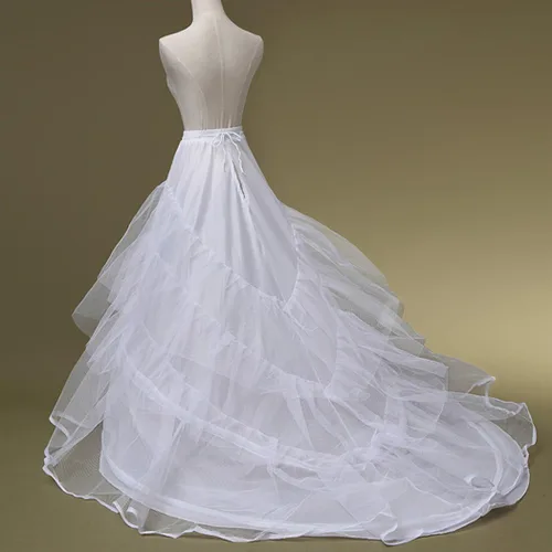 Vista 2 de Enagua de sirena de 3 capas de crinolina enagua debajo de la falda hasta el suelo vestido de fiesta para mujer color blanco