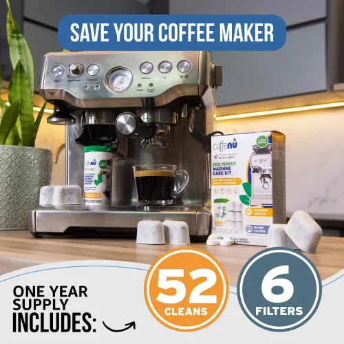 Vista 5 de Caffenu Tabletas de limpieza y filtro de agua compatibles con Breville. 52 tabletas de limpieza para máquina de café expreso y 6 filtros Breville