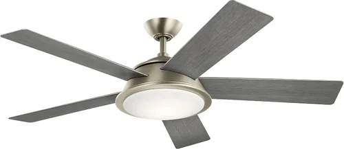 Vista 12 de Kichler Verdi - Ventilador de techo LED de 56 pulgadas en cristal de ópalo grabado en bronce antiguo con nogal oscuro reversible y cuchillas
