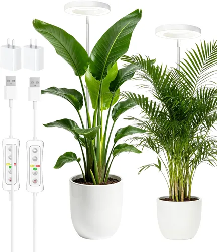 Vista 27 de yadoker 72 LEDs Luz de cultivo de plantas para plantas de interior, Luz de escritorio de aluminio con grano de madera de nogal LED, Altura