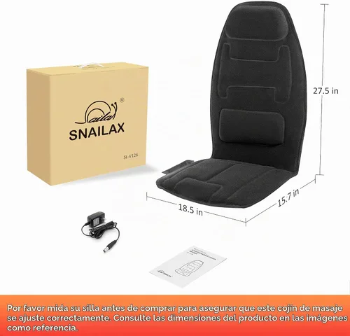 Vista 8 de Snailax Cojín de asiento de masaje con 2 niveles de calor – Almohadilla de apoyo de espuma viscoelástica extra en cuello y lumbar, 10 motores