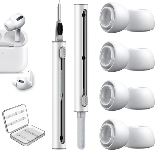 Vista 9 de Juego de 4 pares de almohadillas Link Dream para Airpod Pro de repuesto y limpiador de bolígrafos para AirPods Pro/AirPods Pro 2 de silicona (AC04-S)
