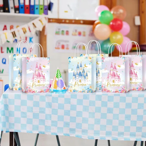 Vista 4 de Sepamoon - Paquete de 12 bolsas de regalos de princesa con temática de princesa, bolsa de regalo