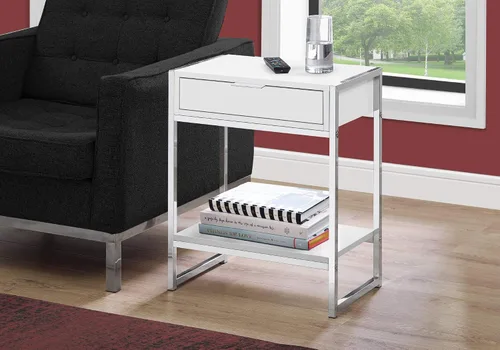 Vista 2 de Monarch Specialties I Accent, mesa final, mesita de noche, BLANCO