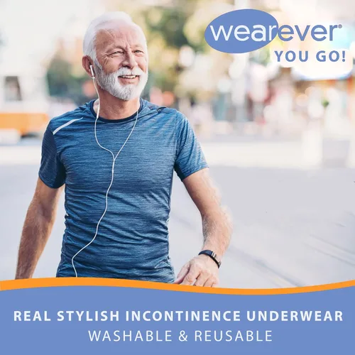 Vista 8 de Wearever Calzoncillos de incontinencia para hombre para control de la vejiga con súper absorción, ropa interior reutilizable y lavable a prueba