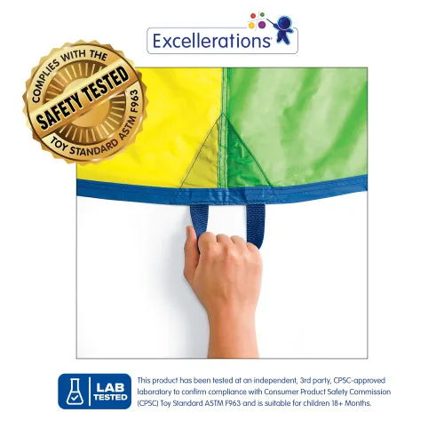 Vista 5 de Excellerations Brawny Tough - Paracaídas de juego arcoíris de 6 pies para niños