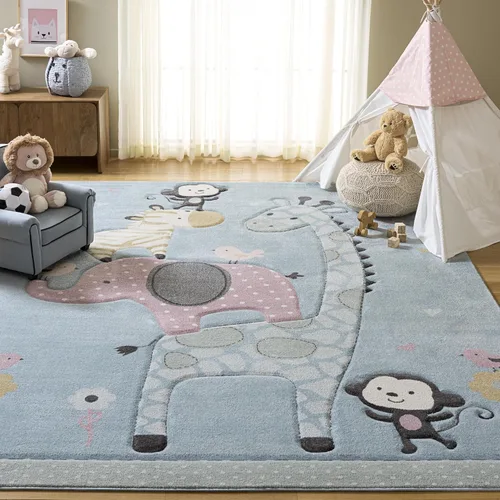 Vista 23 de SAFAVIEH Carousel Kids Collection - Alfombra decorativa de 2 x 3 pies, color marfil, diseño animal, no desprende pelusa y de fácil cuidado, ideal