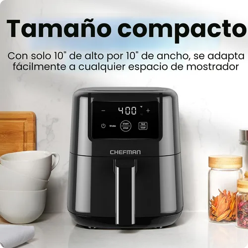 Vista 3 de CHEFMAN - Freidora de aire mini de 2 cuartos de galón – Freidora de aire compacta y ahorradora de espacio digital con canasta antiadherente y apta