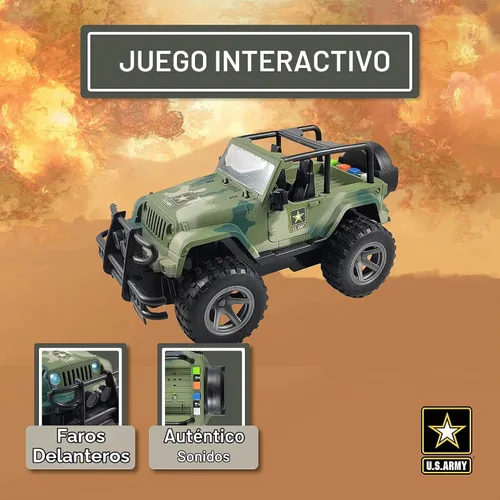 Vista 5 de Lollipop United States Army Friction Powered 1/16 Model Off Road Vehicle w/Car Light & Sound, Push & Go Toy Rescue Battle Truck Military Toys 3+ yrs