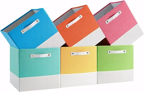 Vista 10 de Cajas Organizadoras de Cubo de Almacenamiento Organizador de Cubby de Tela 7.7 oz/yd² para Estante, Estantería, Clóset, Armario, Guardarropa