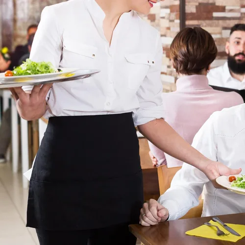 Vista 4 de Delantal Largo de Servidor con 2 Bolsillos, Atadura Extra Larga, Delantales Medios Ligeros para Hombres Mujeres Camarero Camarera Chef